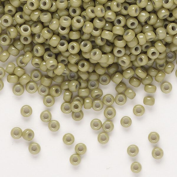 Seed bead, Miyuki, glass, pkg/50g, #8 rocaille, Duracoat® opaque outside dyed cactus (RR-4474). image number 0