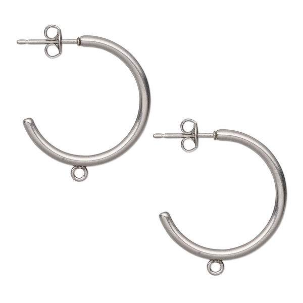 Earstud, stainless steel, 23mm 3/4 hoop with closed loop. Sold per pkg of 50 pairs. image number 0