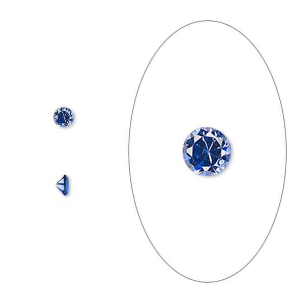 Gem, cubic zirconia, spinel blue, 3mm faceted round, Mohs hardness 8-1/2. Sold per pkg of 5. image number 0