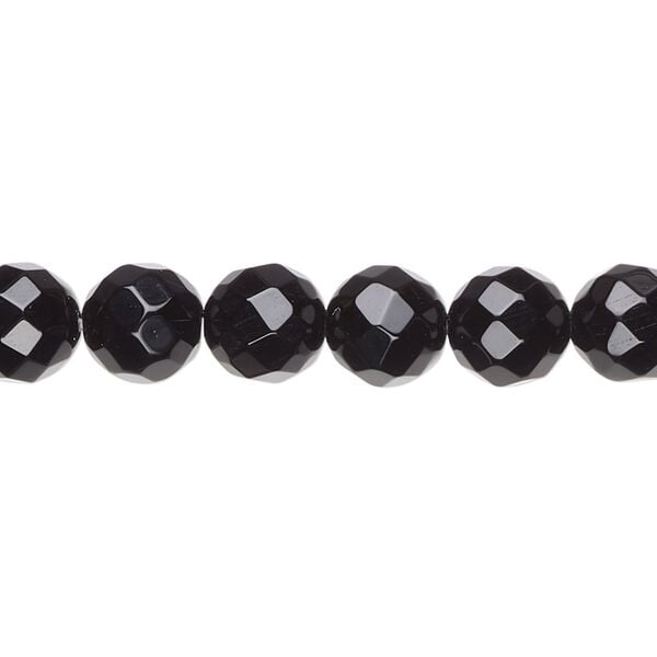 Black onyx 1pkg1, faceted round bead 15.5-16 inch 8mm image number 0