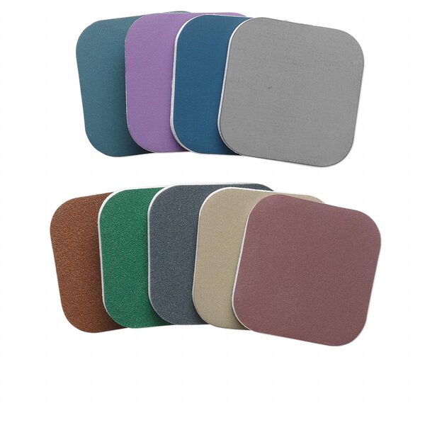 Sanding pads, pkg/9-piece set, mixed colors, 2x2 inches. image number 0