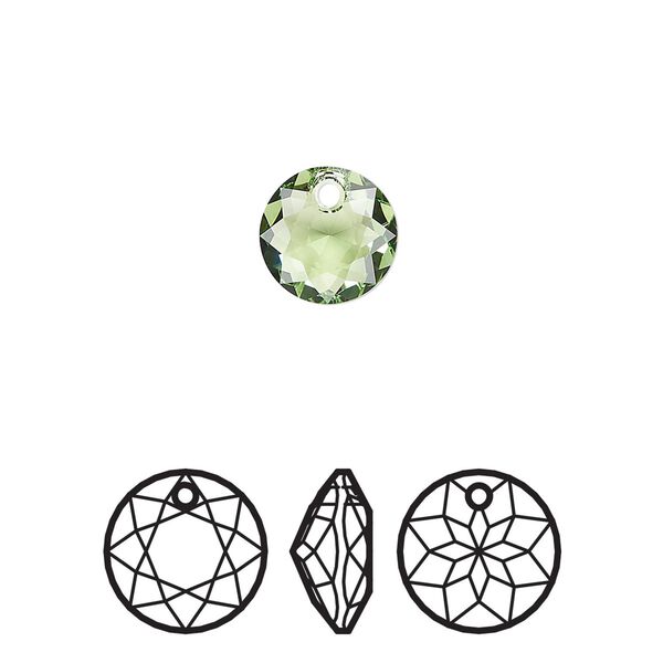 Drop 4pk peridot, Crystal Passions® 8mm pendant classic cut 6430 image number 0