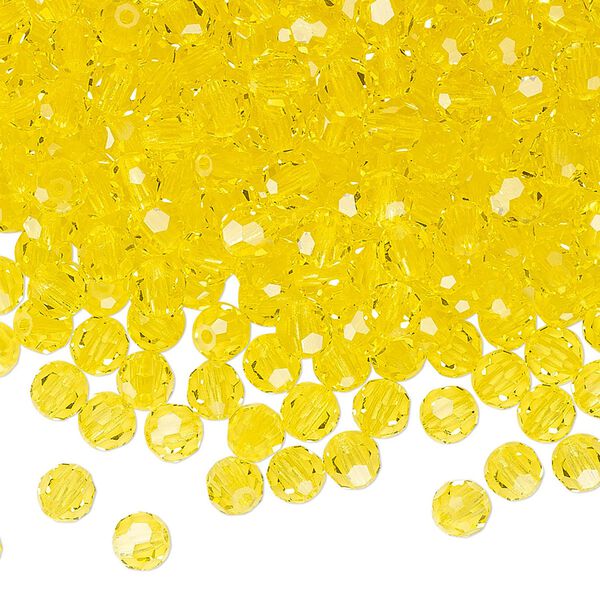 Bead 24pk citrine, Preciosa Czech crystal 4mm round image number 0