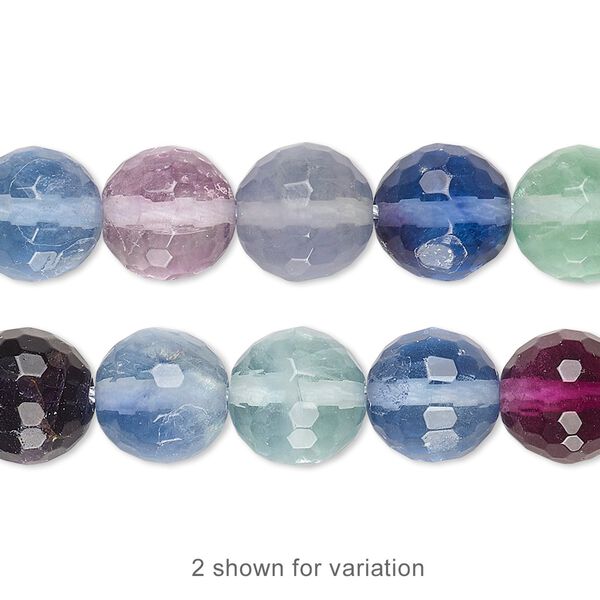 Rainbow fluorite 1pkg1, faceted round bead natural 15.5-16 inch 10mm image number 0