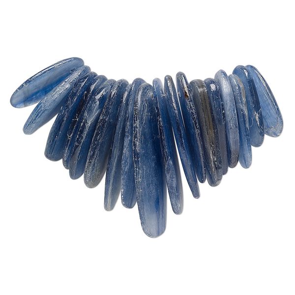 Blue kyanite 1pkg1, hand-cut top-drilled stick bead 10-16mm wide natural 2 inch graduated 22x2mm-42x2mm image number 0