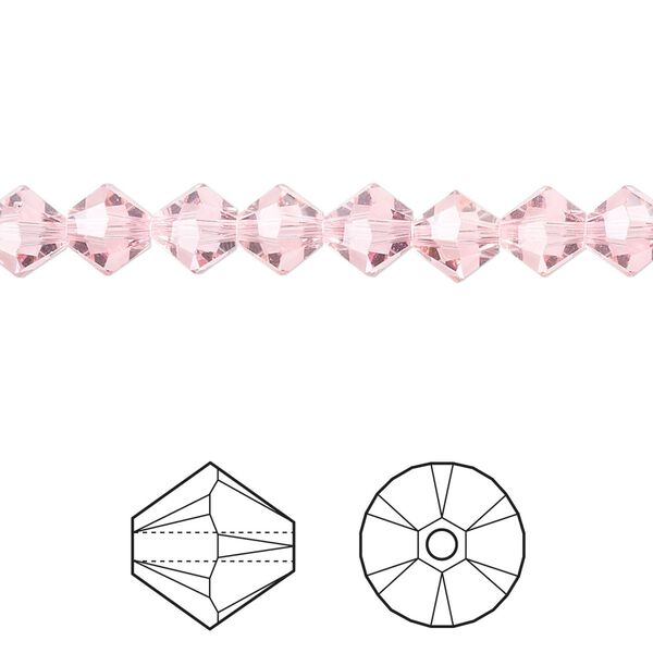 Bead 360pk light rose, Swarovski® 6mm XILION bicone 5328 image number 0