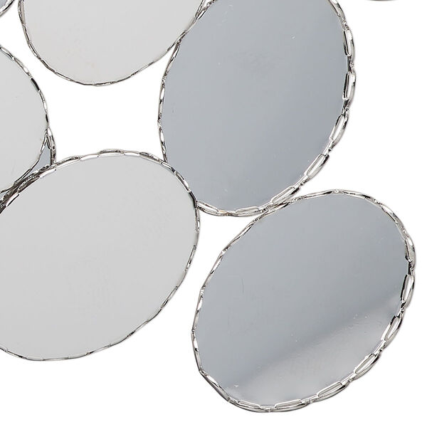 Component, bezel setting, silver-finished steel, 26x19mm oval with scalloped edge and 25x18.5mm oval setting. Sold per pkg of 25. image number 0