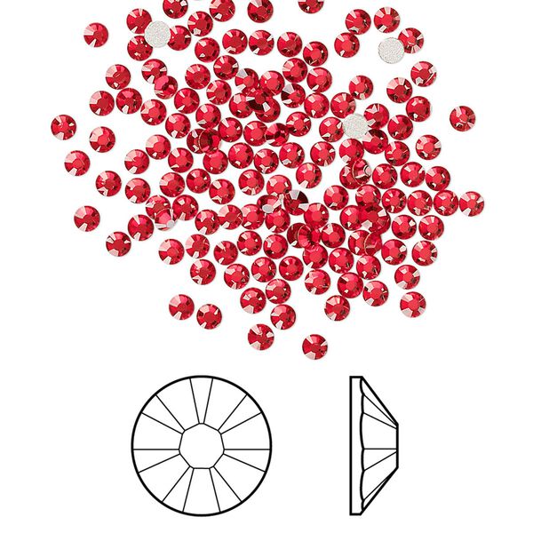 Flat back 144pk light Siam foil back, Crystal Passions® 2.1-2.3mm rose round SS7 2058 image number 0