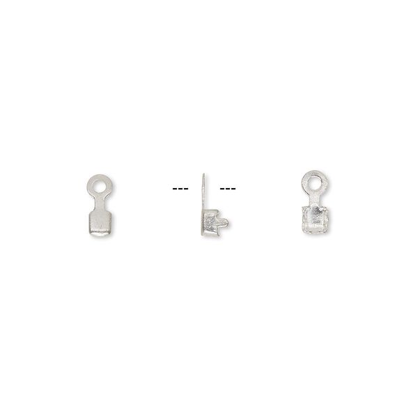 Connector, silver-finished brass, 2.5x2.5mm, fits 2mm cupchain. Sold per pkg of 50. image number 0