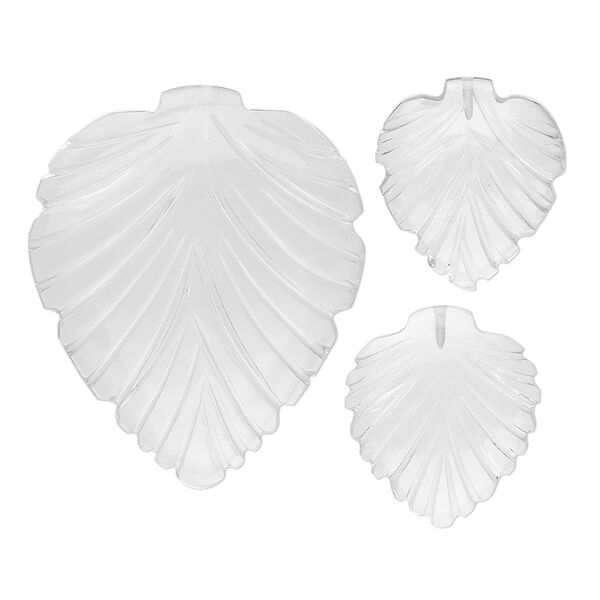 Quartz crystal 1pkg3, hand-cut top-drilled carved leaf bead natural 16x14mm / 29x25mm image number 0