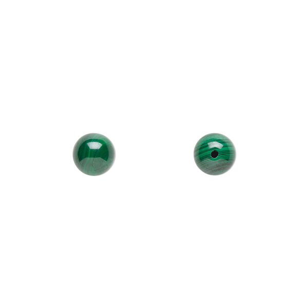 Malachite 1pkg2, half-drilled round bead natural 6mm image number 0