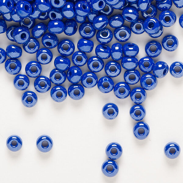 Seed bead, Preciosa Ornela Czech glass, pkg/50g, #6 rocaille, opaque luster blue, (38060). image number 0