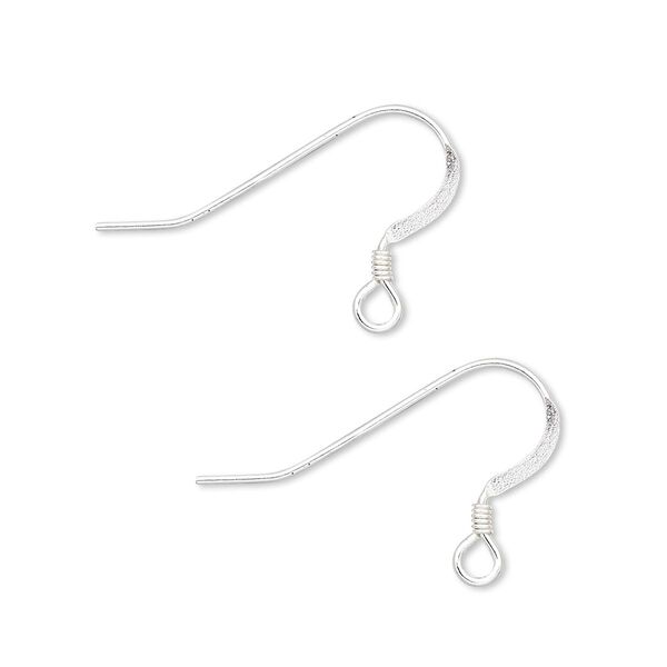 Ear wire, sterling silver-filled, 15mm flat fishhook with 2mm coil and open loop, 22 gauge. Sold per pkg of 100 pairs. image number 0