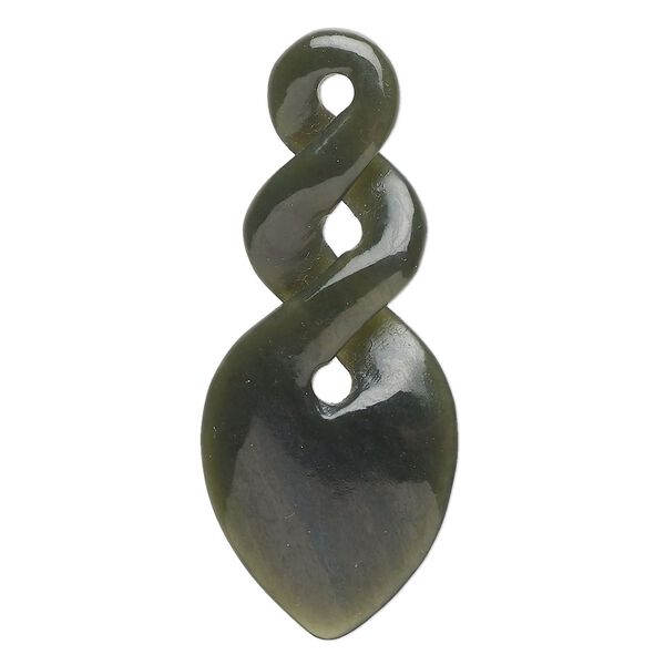 Nephrite jade 1pkg1, hand-cut double-sided infinity focal natural 48x20mm-50x22mm image number 0