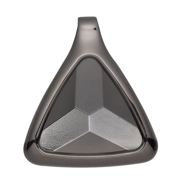 Pendant, Almost Instant Jewelry®, gunmetal-plated "pewter" (zinc-based alloy), 37x37x32mm single-sided triangle with 23mm triangle setting and tube bail. Sold individually. image number 0