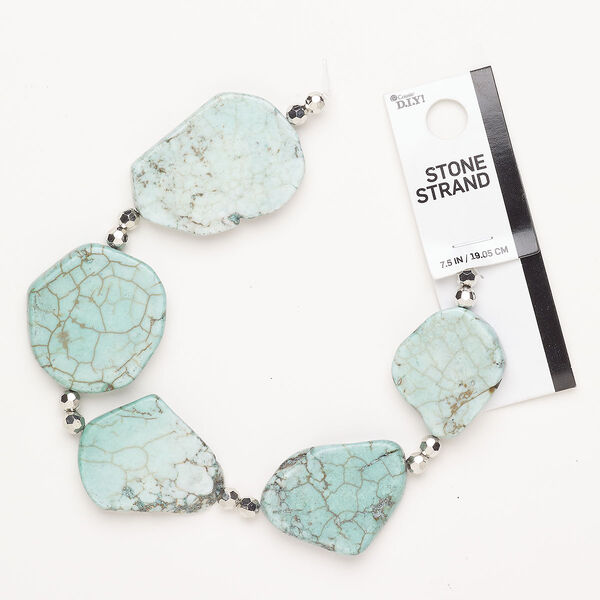 Magnesite / CCB 1pkg5, faceted round / freeform bead C grade, 5mm / 25x20mm-40x32mm image number 0