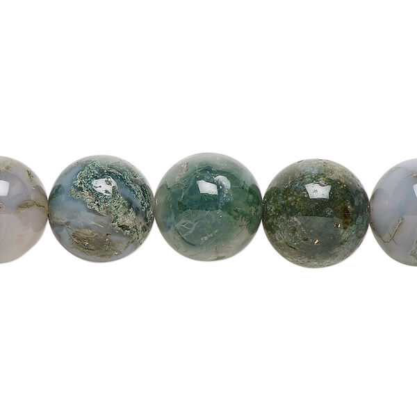Moss agate 1pkg1, round bead natural 15.5-16 inch 12mm image number 0