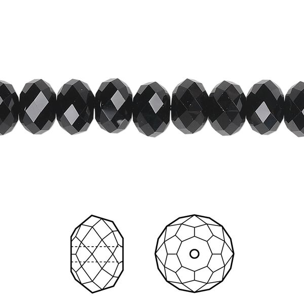 Bead 12pk jet, Crystal Passions® 8x6mm rondelle 5040 image number 0