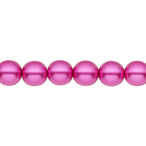 Bead, Czech pearl-coated glass druk, opaque fuchsia, 8mm round. Sold per 15-1/2" to 16" strand. image number 0