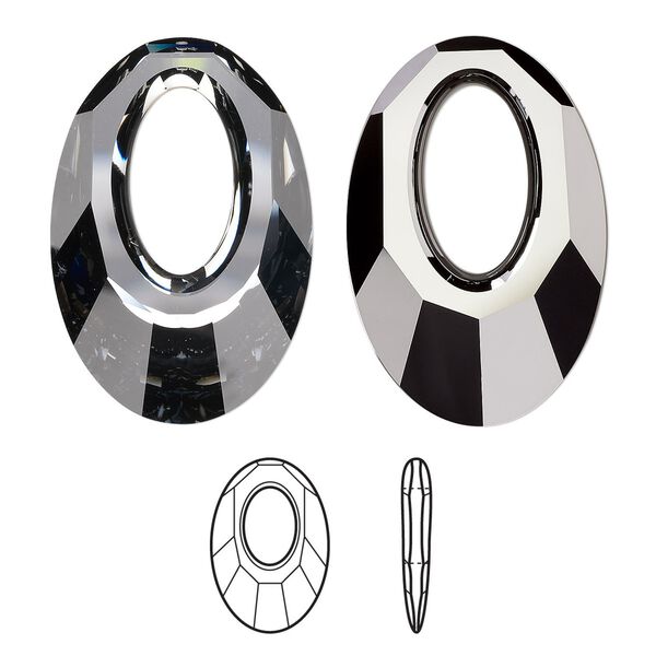 Focal 1pk crystal silver night, Crystal Passions® 40x27mm pendant helios 6040 image number 0