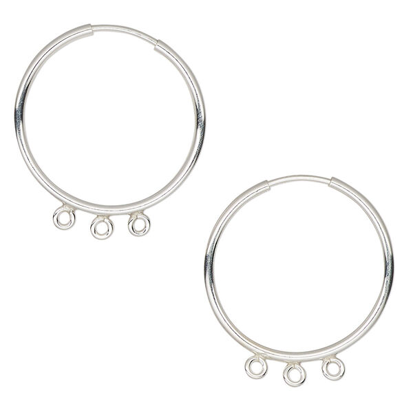 Earring hoop 1pkg2 sterling silver, 20mm / endless loop / 3 closed bottom loop, 21 gauge 1 pair image number 0