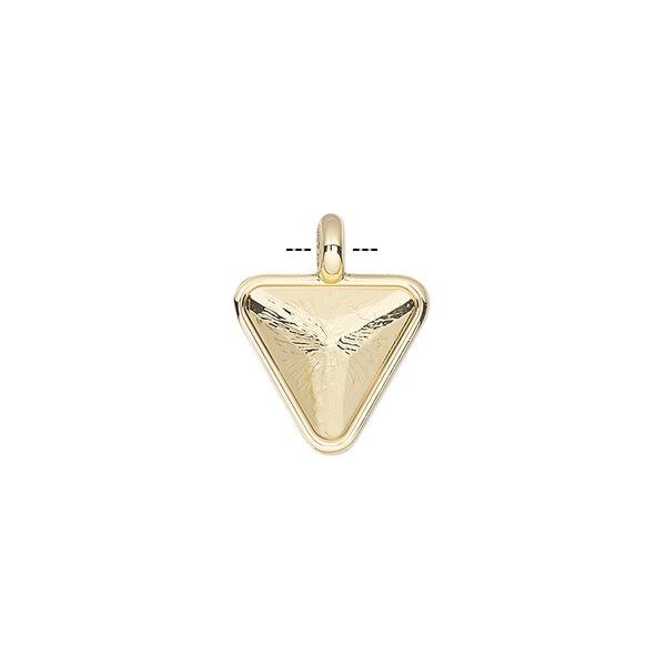 Drop, Almost Instant Jewelry®, gold-finished "pewter" (zinc-based alloy), 13x12x12mm with 10mm non-calibrated triangle setting. Sold individually. image number 0