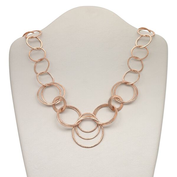 Chain, copper, 41mm brushed and textured round cable, 36 inches with hook clasp. Sold individually. image number 0
