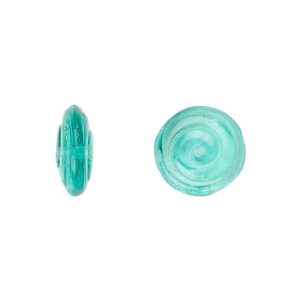 Bead, Czech pressed glass, light aqua, 13.5x5.5mm spiral. Sold per 15-1/2" to 16" strand, approximately 65 beads. image number 0