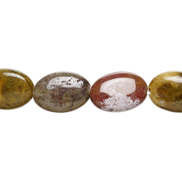 Ocean jasper 1pkg1, flat oval bead natural 15.5-16 inch 14x10mm image number 0