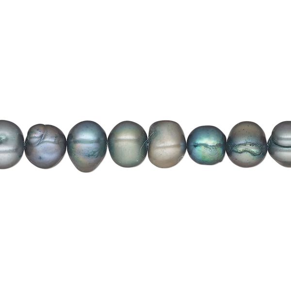 Pearl, cultured freshwater (dyed), spruce, 6mm semi-round, D- grade, Mohs hardness 2-1/2 to 4. Sold per 16-inch strand. image number 0