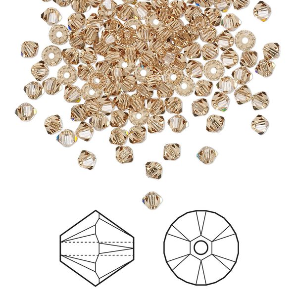 Bead 144pk light Colorado topaz, Crystal Passions® 3mm bicone 5328 image number 0