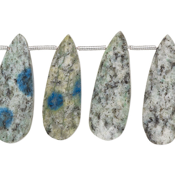 K2 "jasper" 1pkg18, hand-cut top-drilled faceted puffed teardrop bead natural 25x10mm-30x12mm image number 0