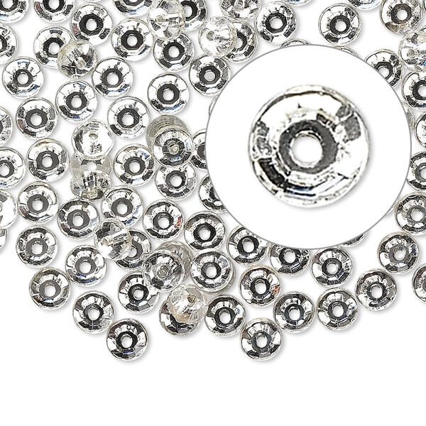 Flat back, Czech glass rhinestone, clear, 4.6-4.8mm round Loch Rosen, SS20. Sold per pkg of 144 (1 gross). image number 0