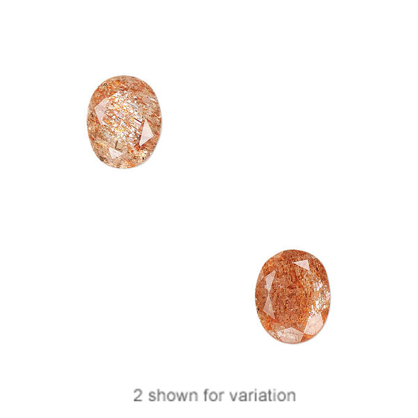 Sunstone 1pkg1, hand-cut undrilled faceted oval gem natural 10x8mm image number 0