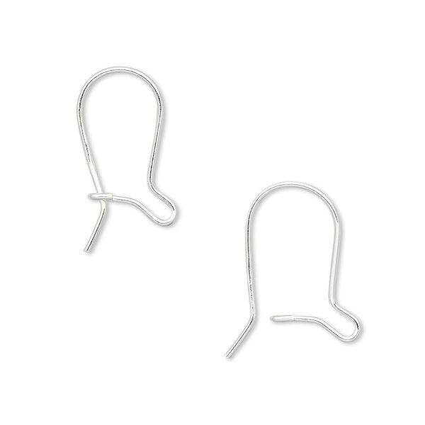 Ear wire, sterling silver-filled, 17mm straight kidney with open loop, 21 gauge. Sold per pkg of 5 pairs. image number 0