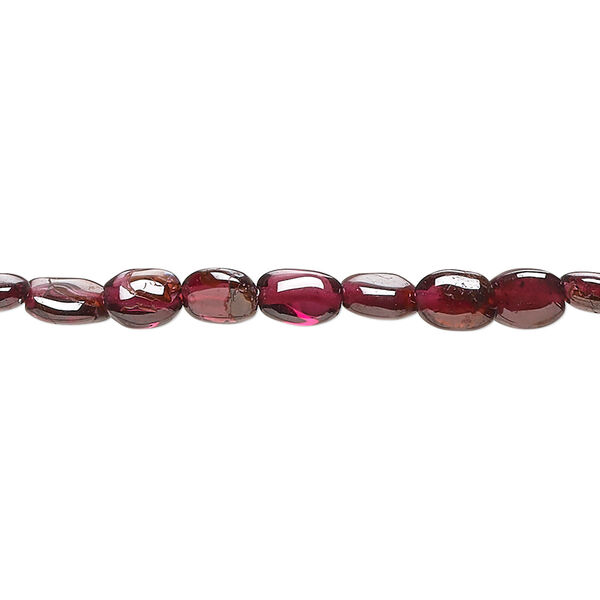 Bead, garnet (dyed), 5x4mm-8x6mm hand-cut puffed oval, C grade, Mohs hardness 7 to 7-1/2. Sold per 13-inch strand. image number 0