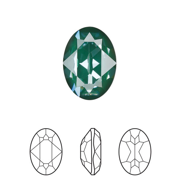 Fancy stone 48pk crystal pine green ignite LacquerPRO, Swarovski® 18x13mm oval 4120 image number 0