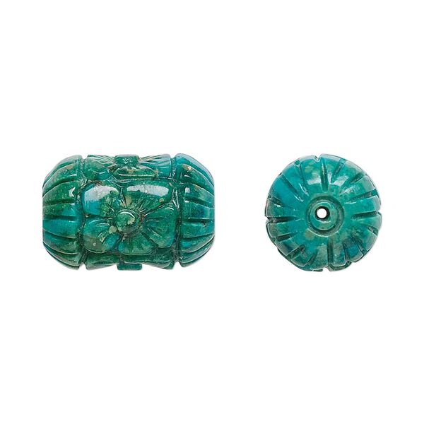 Turquoise 1pkg1, hand-carved tube bead 18x12mm image number 0