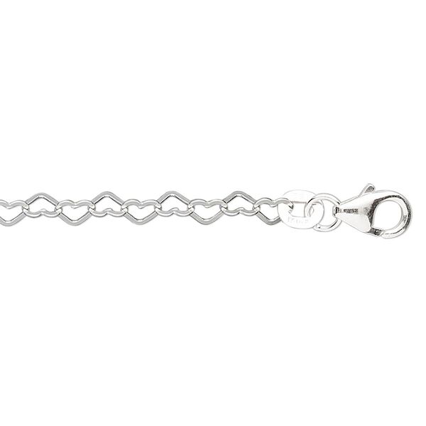 Chain, sterling silver, 3.5mm flat heart cable, 18 inches with lobster claw clasp. Sold individually. image number 0