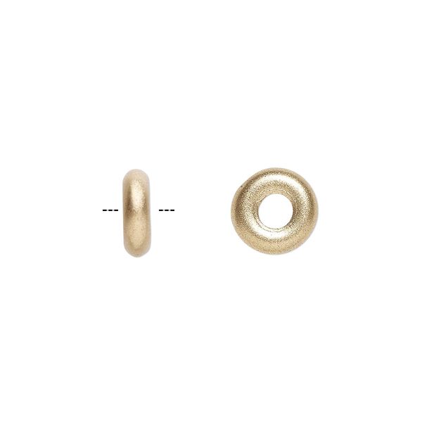 Bead, Czech pressed glass, opaque satin gold, 9.5x3mm ring. Sold per pkg of 50. image number 0