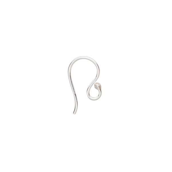 Ear wire fishhook 1pkg100 sterling silver, 12mm / 1.5mm ball / open loop, 20 gauge 50 pair image number 0