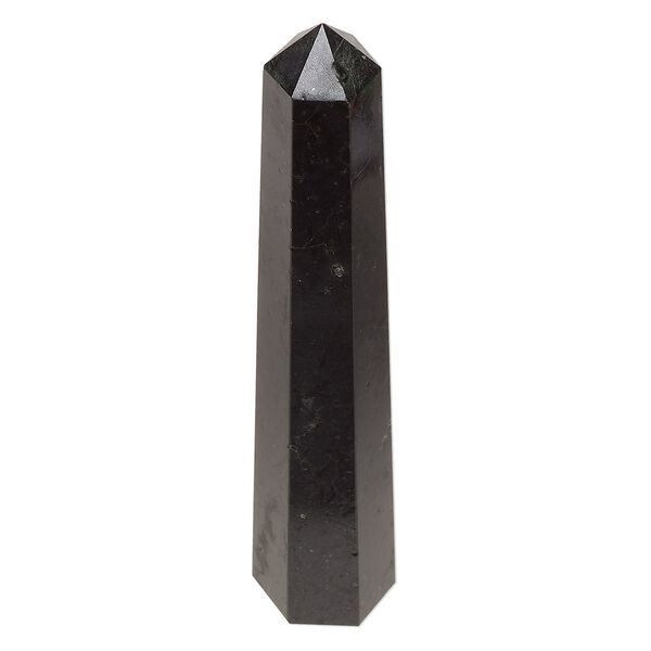Black tourmaline 1pkg1, hand-cut undrilled 6-sided point tower gift natural 3.5x0.75 to 4x1 inch image number 0
