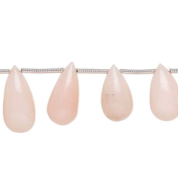 Bead, pink opal and peach opal (natural), light, 12x7mm-17x9mm hand-cut top-drilled teardrop with 0.4-1.4mm hole, B- grade, Mohs hardness 5 to 6-1/2. Sold per pkg of 16. image number 0