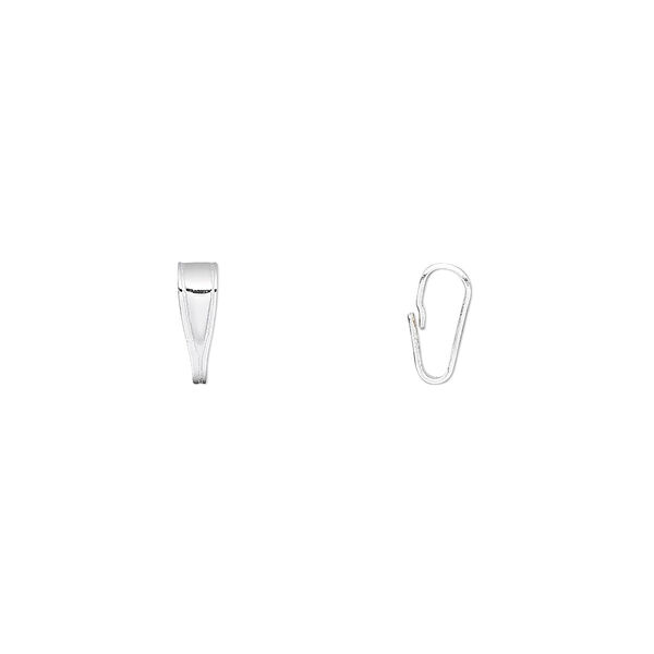Bail, sterling silver, 8x3mm snap-on, 6mm grip length. Sold per pkg of 20. image number 0
