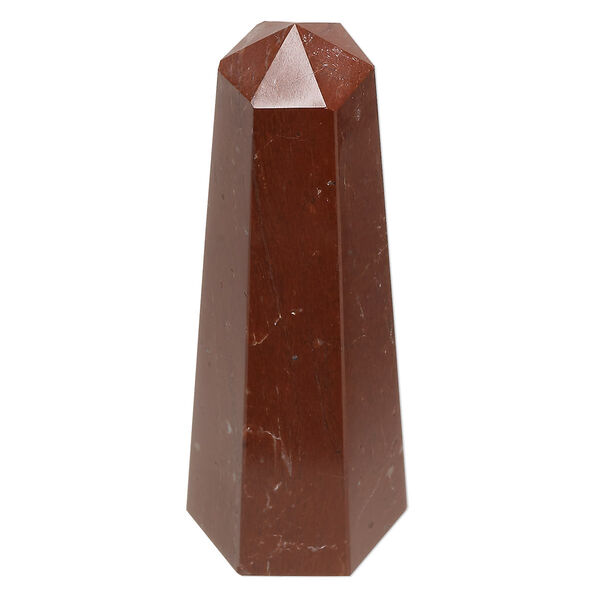 Red jasper 1pkg1, hand-cut undrilled 6-sided point tower gift natural 2.75x0.75 to 3x1 inch image number 0