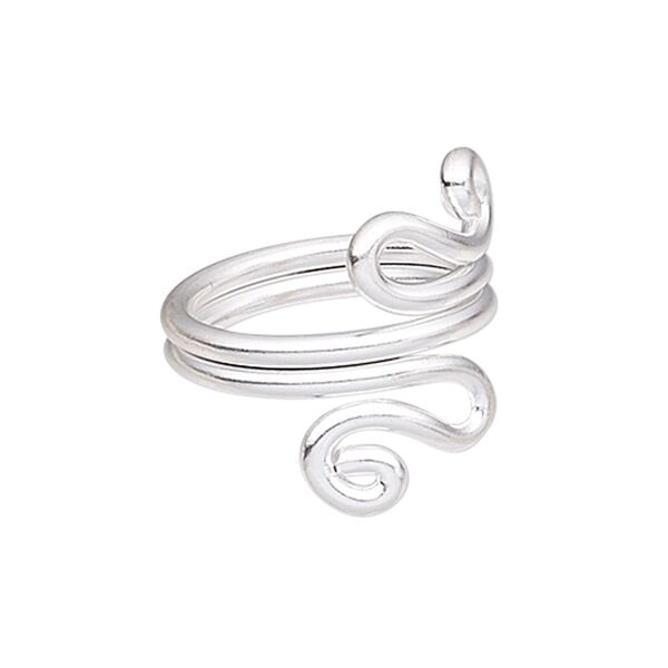 Ring, Hill Tribes, silver-plated copper, 25mm wide with double swirl design, size 7-1/2. Sold individually. image number 0