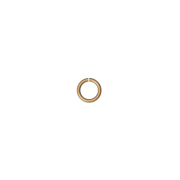 Jump ring, antique gold-plated brass, 6mm round, 4.4mm inside diameter, 20 gauge. Sold per pkg of 1,000. image number 0