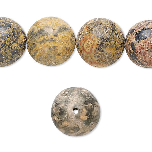 Leopardskin jasper 1pkg1, round bead natural 15.5-16 inch 14mm image number 0