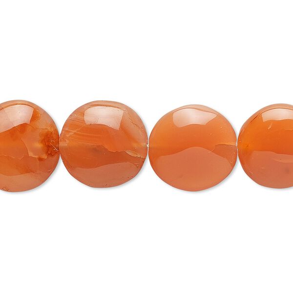 Carnelian 1pkg1, hand-cut flat round bead 15.5-16 inch 13mm image number 0