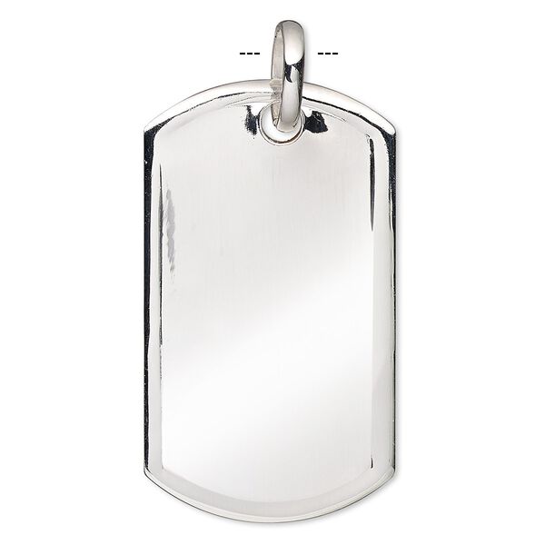 Focal, sterling silver-filled, 50x29mm single-sided dog tag with closed jump ring. Sold individually. image number 0